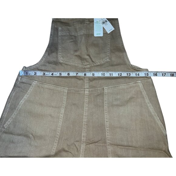 Aerie Womens Khaki Denim Overalls Shorts XS Womens Adjustable Straps Pockets Bei - Picture 6 of 16